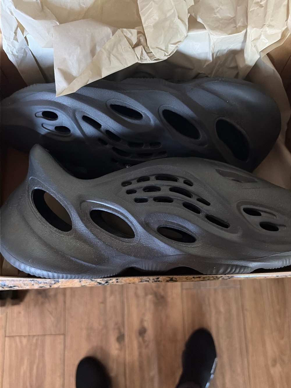 Yeezy Kids Black Sculpted Foam Slip-Ons